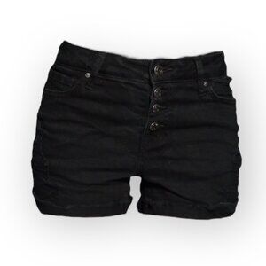 Black Daisy Ripped Denim Shorts Black